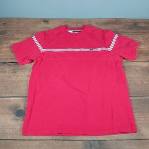 Gotcha Mens Large Red Striped Short Sleeve Crew Neck T Shirt Casual